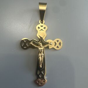 Stainless Steel Saint St. Benedict Crucifix Cross Pendants Necklace Gold Plated